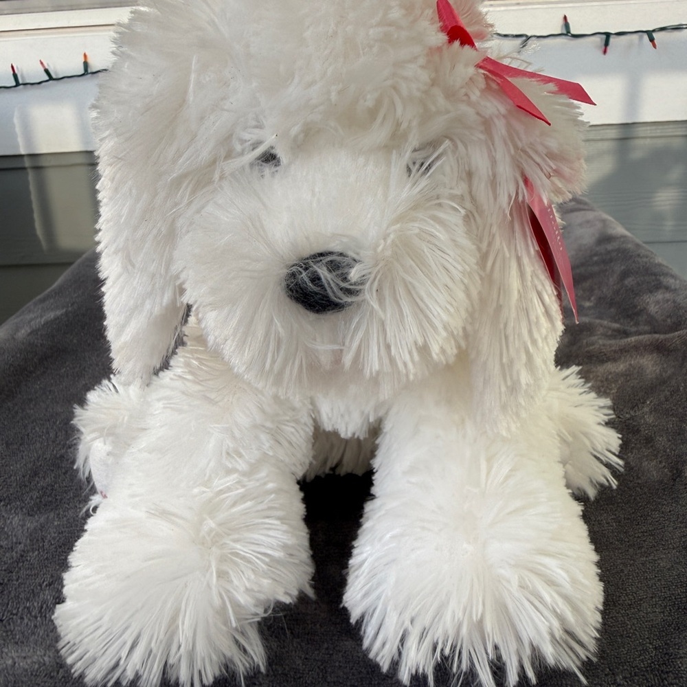 Victoria's Secret Molly Plush Dog in White with Pink Tag & Bow - Limited Edition - Picture 3 of 10